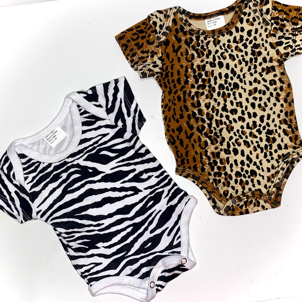 NEW! Leopard & zebra onesies